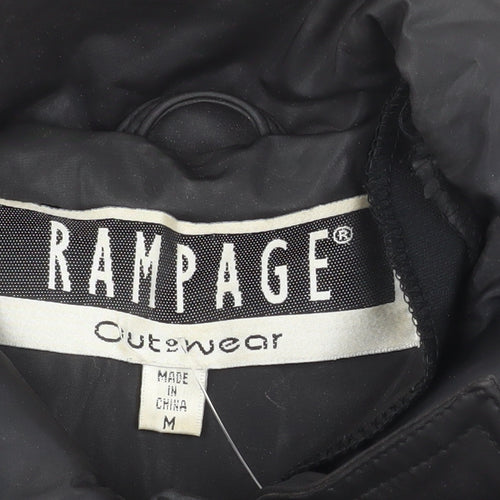 Rampage Womens Black Long Rain Coat Medium Water Resistant