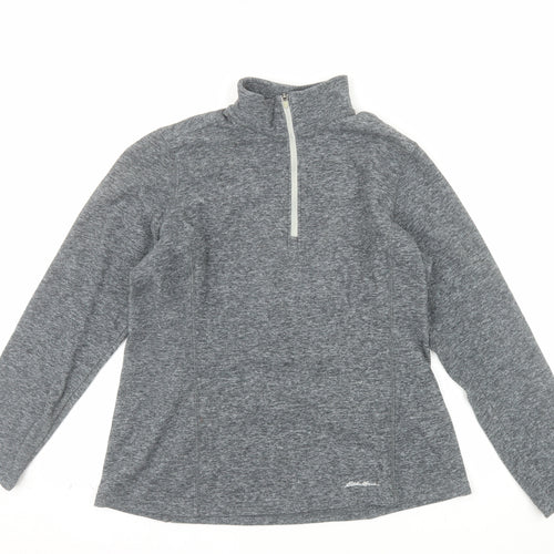 Eddie Bauer Women's Grey 1/4 Zip Pullover Sweatshirt M Polyester