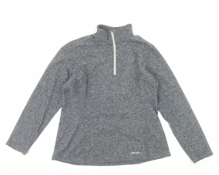 Eddie Bauer Women's Grey 1/4 Zip Pullover Sweatshirt M Polyester