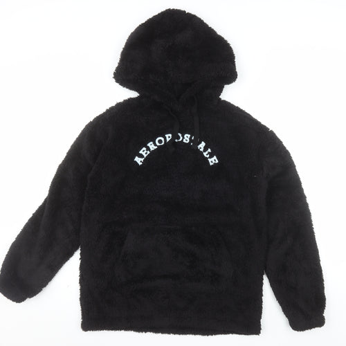 Aeropostale Womens Black Fleece Hoodie Size S Pullover Hooded Sweatshirt