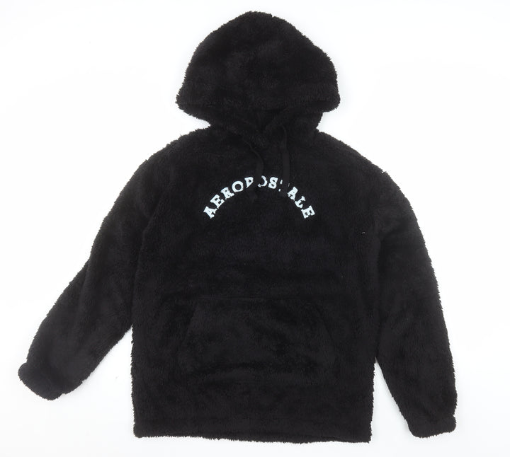 Aeropostale Womens Black Fleece Hoodie Size S Pullover Hooded Sweatshirt