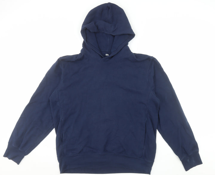 Uniqlo Men's Blue L Pullover Hoodie Long Sleeve Cotton Blend