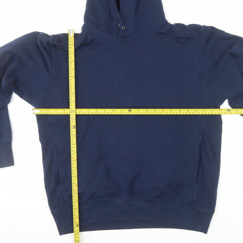 Uniqlo Men's Blue L Pullover Hoodie Long Sleeve Cotton Blend