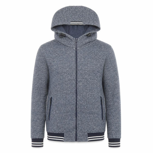 Front view of Universal Traveller Men's Blue Full Zip Hoodie XS Fleece Cotton Blend