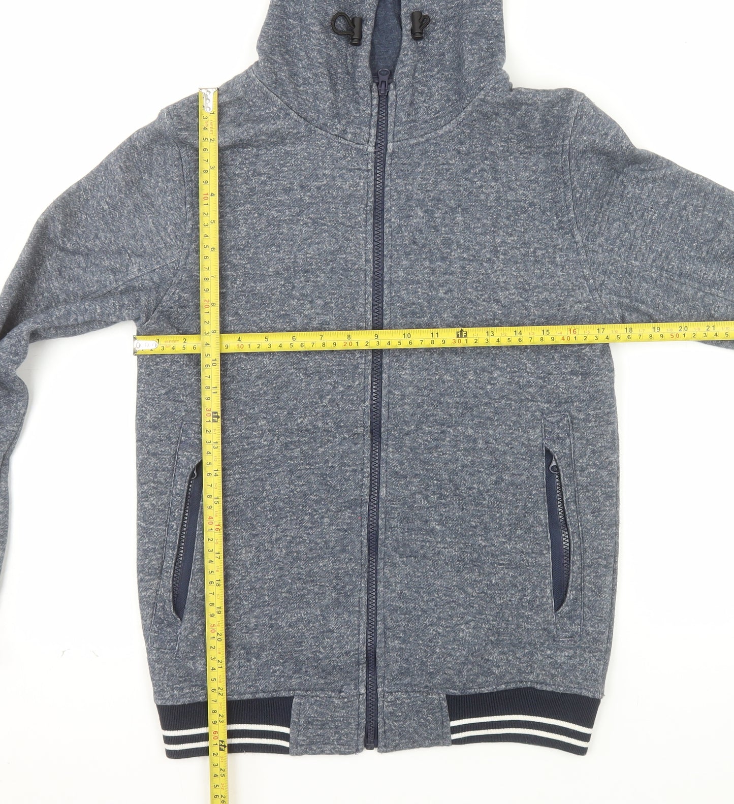 Universal Traveller Men's Blue Full Zip Hoodie XS Fleece Cotton Blend
