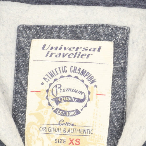 Universal Traveller Men's Blue Full Zip Hoodie XS Fleece Cotton Blend