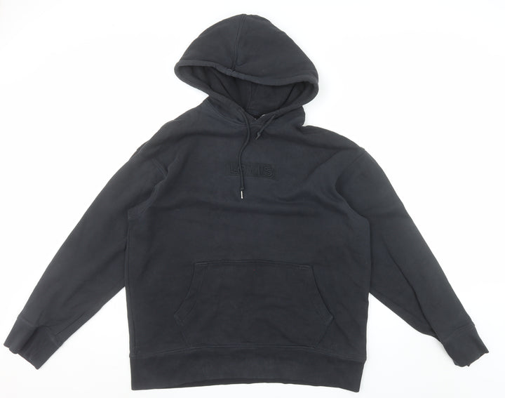 Levi's Men's Black Pullover Hoodie L Logo Fleece Sweatshirt