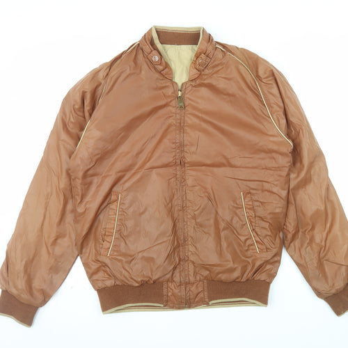 Sears Men's Brown Bomber Jacket Size M Retro Vintage Nylon Cotton