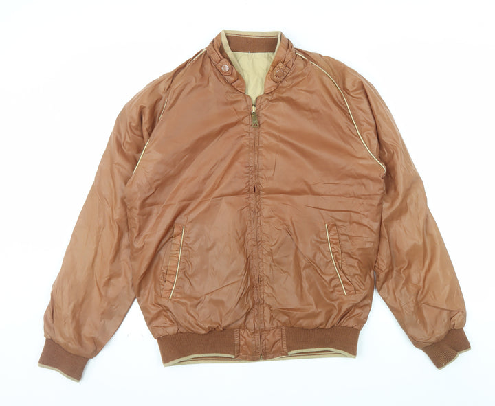 Sears Men's Brown Bomber Jacket Size M Retro Vintage Nylon Cotton