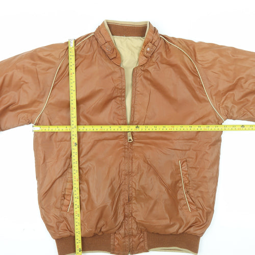 Sears Men's Brown Bomber Jacket Size M Retro Vintage Nylon Cotton