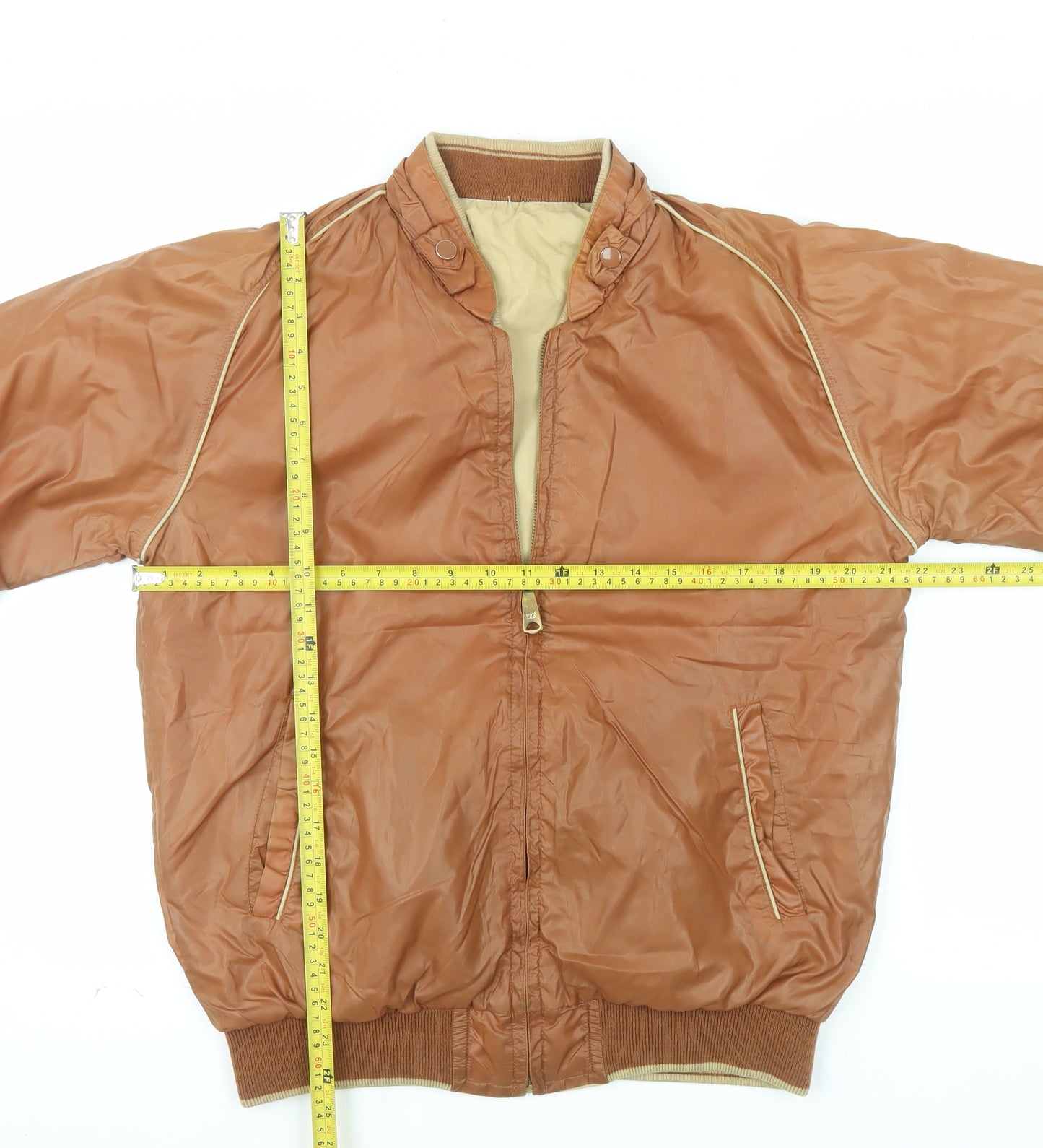 Sears Men's Brown Bomber Jacket Size M Retro Vintage Nylon Cotton