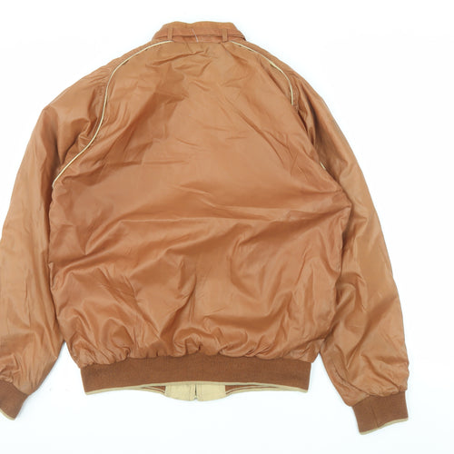 Sears Men's Brown Bomber Jacket Size M Retro Vintage Nylon Cotton