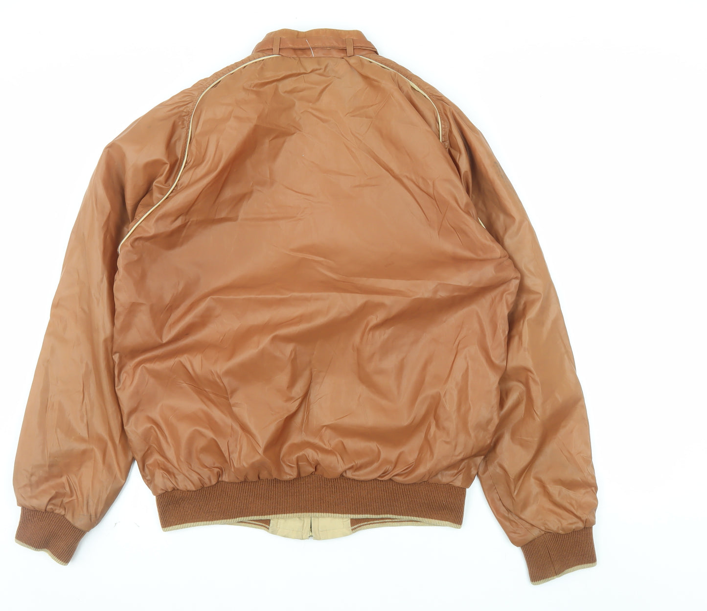 Sears Men's Brown Bomber Jacket Size M Retro Vintage Nylon Cotton
