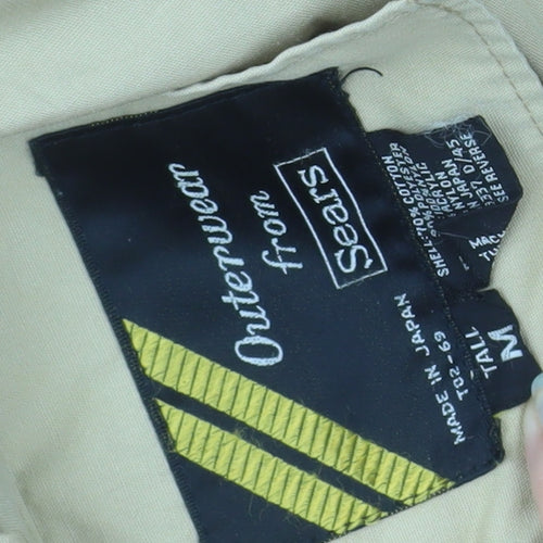 Sears Men's Brown Bomber Jacket Size M Retro Vintage Nylon Cotton