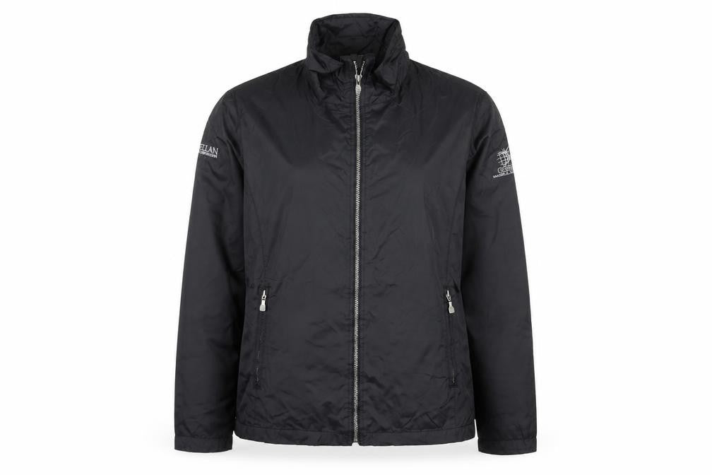 Front view of North End women’s black lightweight nylon zip jacket, size S