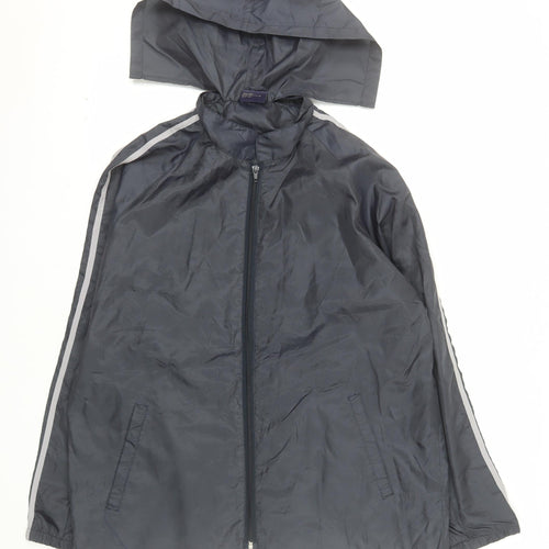 NOW Mens Grey Hooded Rain Cape Jacket M Lightweight Water Resistant