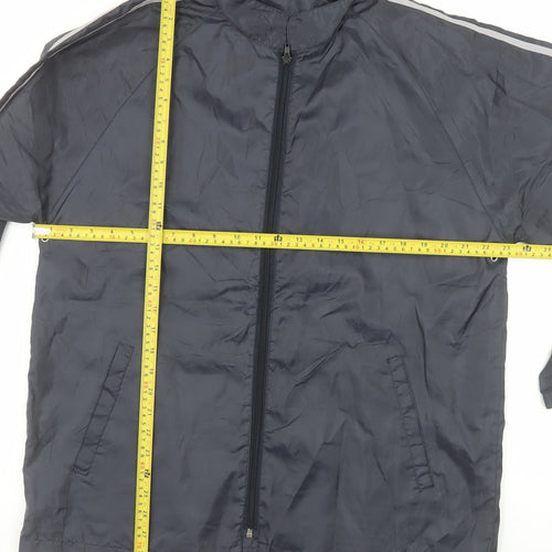 NOW Mens Grey Hooded Rain Cape Jacket M Lightweight Water Resistant
