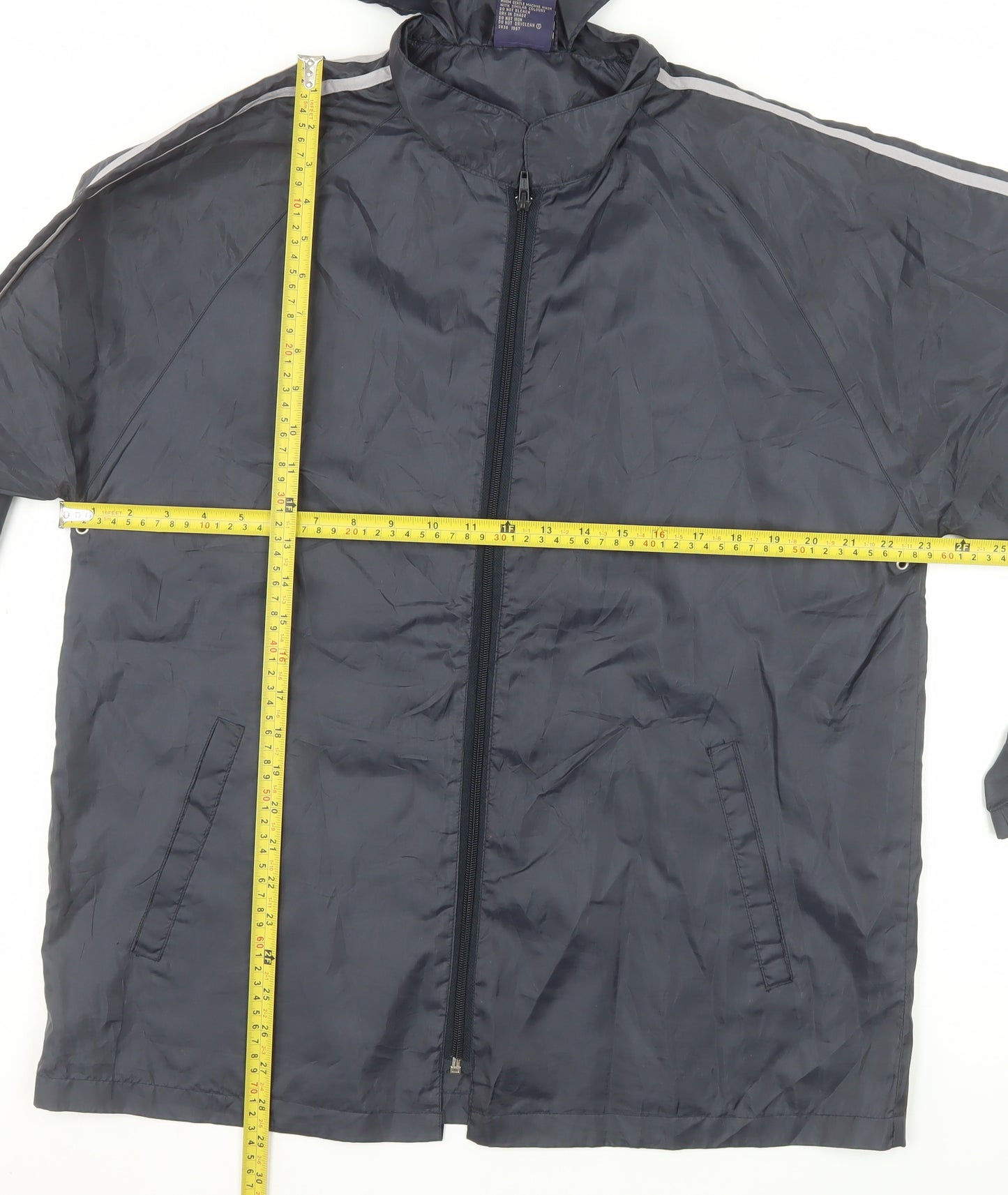 NOW Mens Grey Hooded Rain Cape Jacket M Lightweight Water Resistant