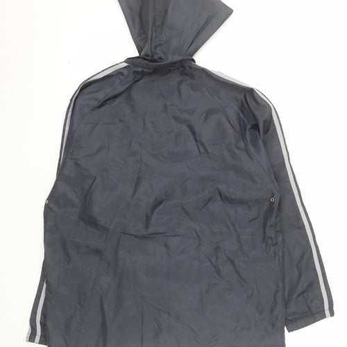 NOW Mens Grey Hooded Rain Cape Jacket M Lightweight Water Resistant