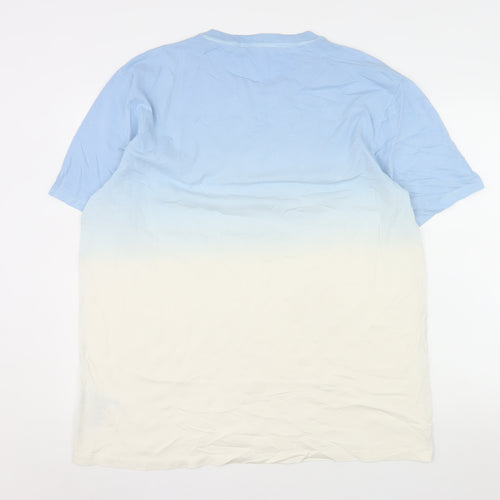 Pulse Men’s Blue Beige Ombre Animal Graphic Organic Cotton T-Shirt 3XL