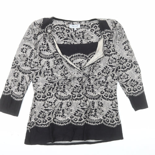 Marks and Spencer Per Una Women's Black Floral Tunic Blouse Size 12