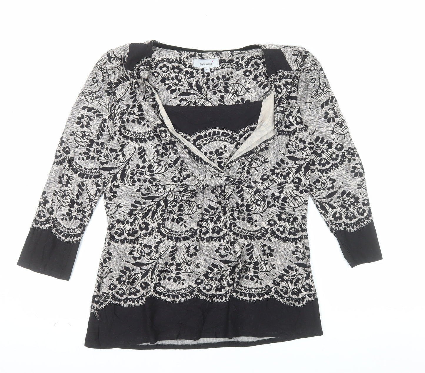 Marks and Spencer Per Una Women's Black Floral Tunic Blouse Size 12
