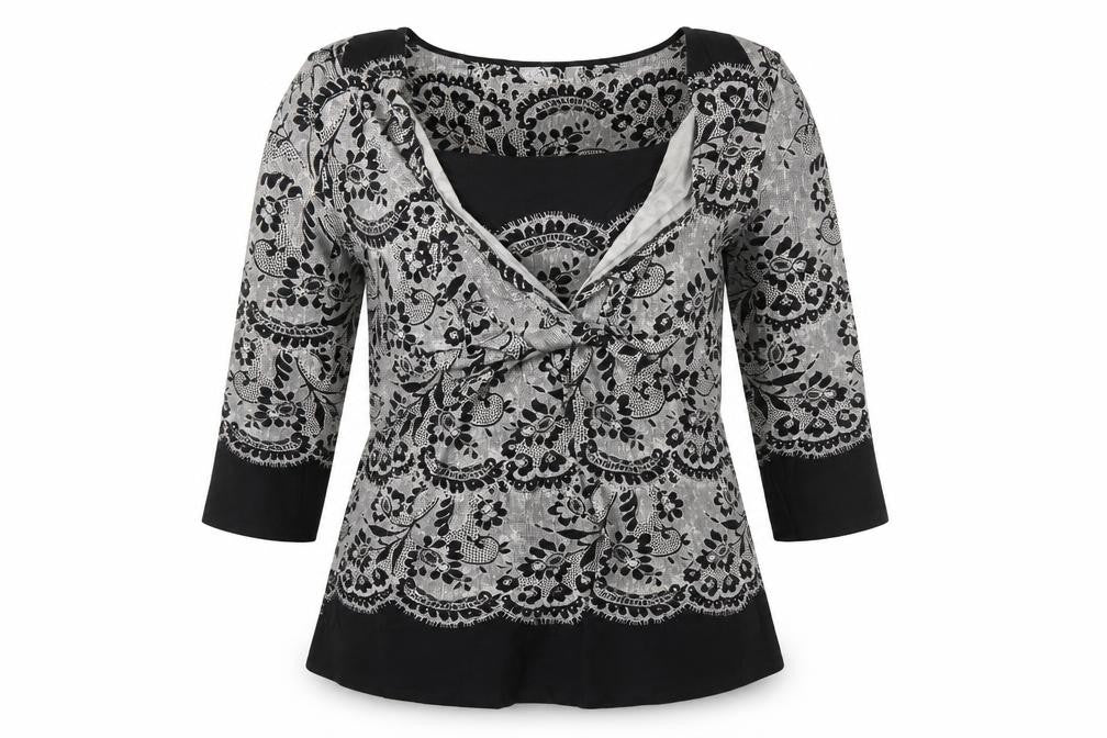 Front view of Marks & Spencer Per Una Women's Black Floral Tunic Blouse, size 12