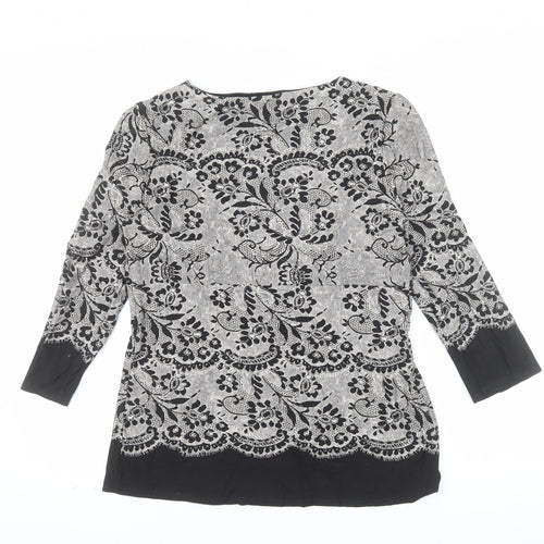 Marks and Spencer Per Una Women's Black Floral Tunic Blouse Size 12