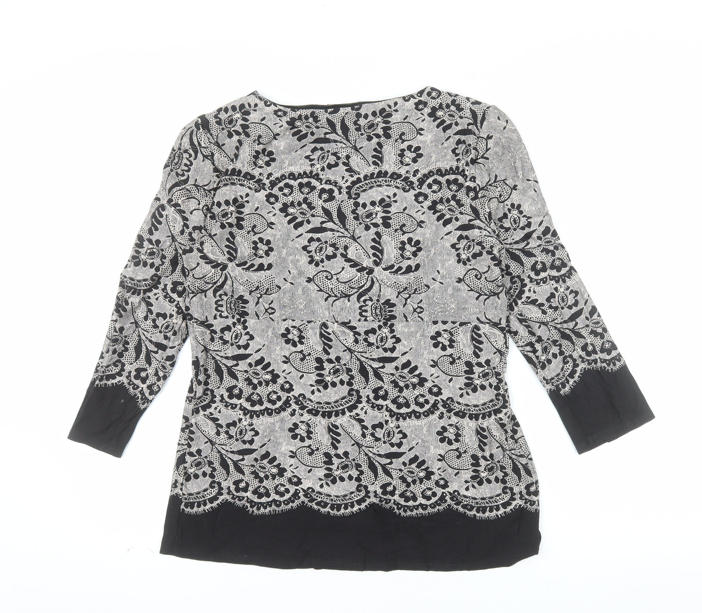 Marks and Spencer Per Una Women's Black Floral Tunic Blouse Size 12