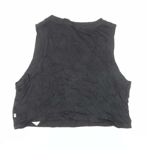 Levi's Womens Black Cropped Tank Top XS Crew Neck 100% Cotton