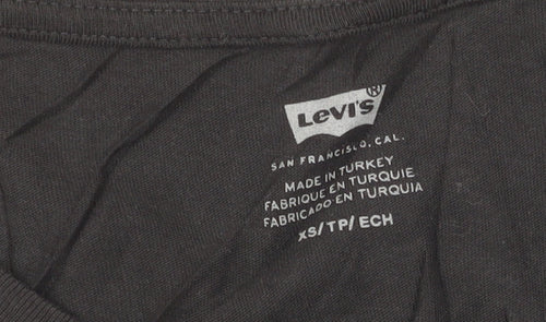 Levi's Womens Black Cropped Tank Top XS Crew Neck 100% Cotton