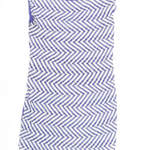 Ted Baker Women's Blue Chevron Shift Dress Size 8 Sleeveless