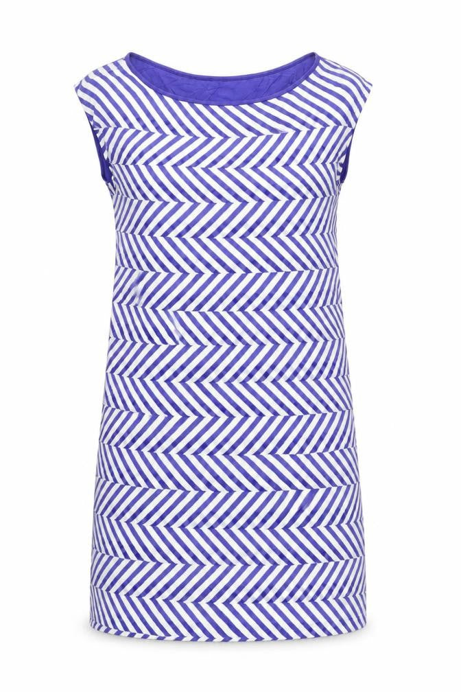 Ted Baker Women's Blue Chevron Shift Dress Size 8 Sleeveless