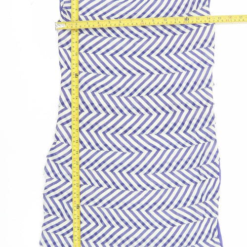 Ted Baker Women's Blue Chevron Shift Dress Size 8 Sleeveless