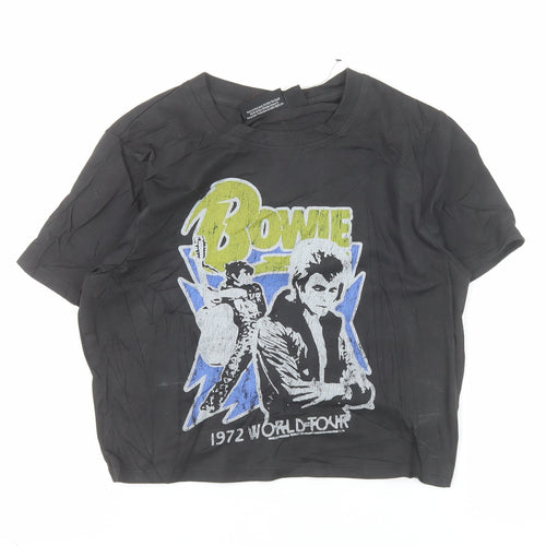 Bowie Women's Black Cropped Graphic T-Shirt Size S 10-12