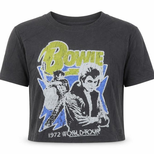 Bowie Women's Black Cropped Graphic T-Shirt Size S 10-12