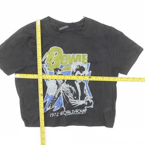 Bowie Women's Black Cropped Graphic T-Shirt Size S 10-12