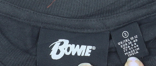Bowie Women's Black Cropped Graphic T-Shirt Size S 10-12
