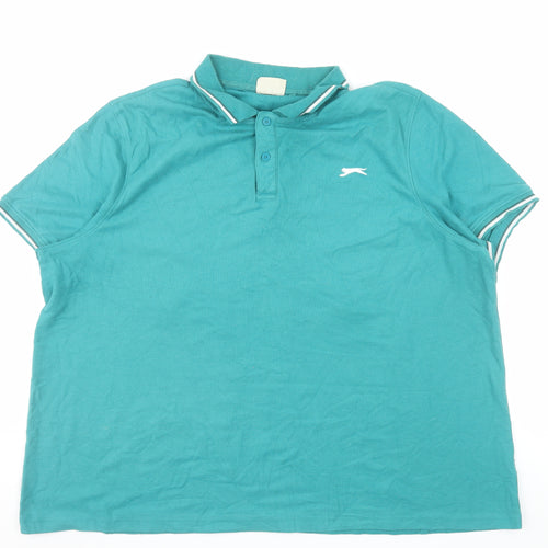 Slazenger Men's Green 4XL Polo Shirt Regular Fit Cotton