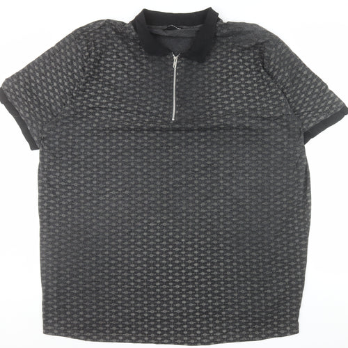 Bigdude Men's Grey 5XL Polo Shirt with 1/4 Zip Collar