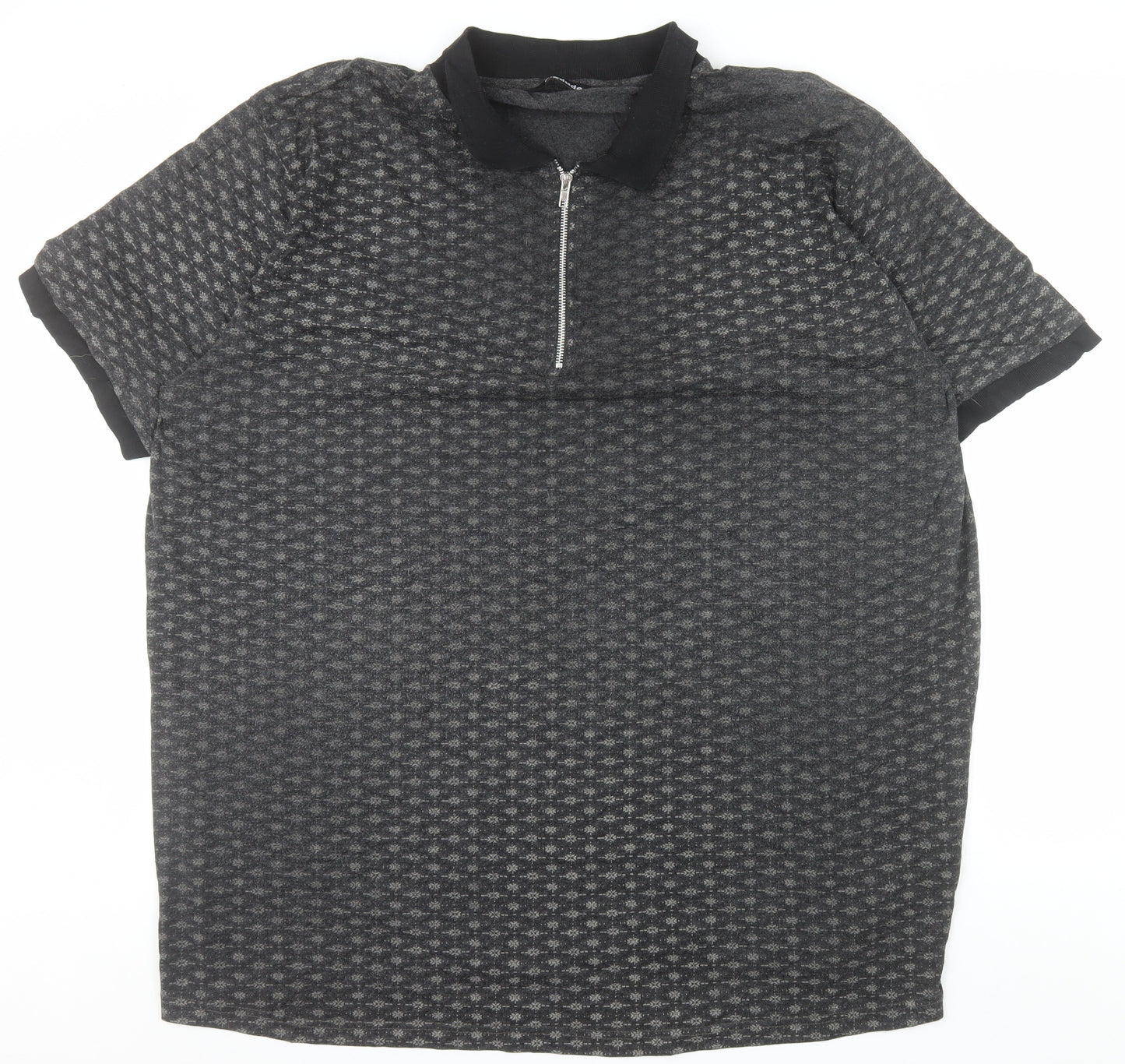 Bigdude Men's Grey 5XL Polo Shirt with 1/4 Zip Collar