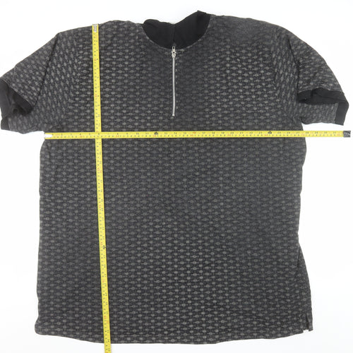 Bigdude Men's Grey 5XL Polo Shirt with 1/4 Zip Collar