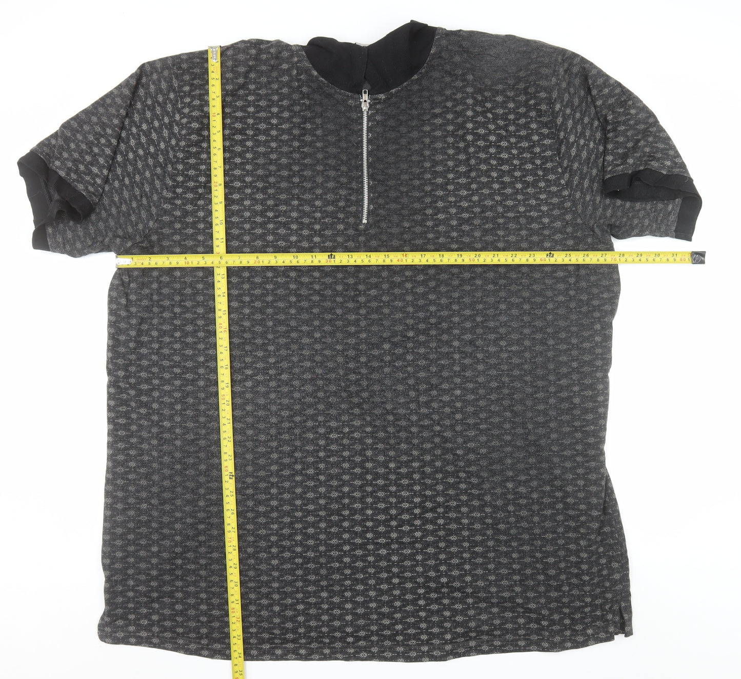 Bigdude Men's Grey 5XL Polo Shirt with 1/4 Zip Collar