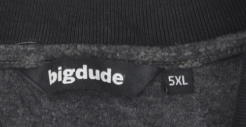 Bigdude Men's Grey 5XL Polo Shirt with 1/4 Zip Collar
