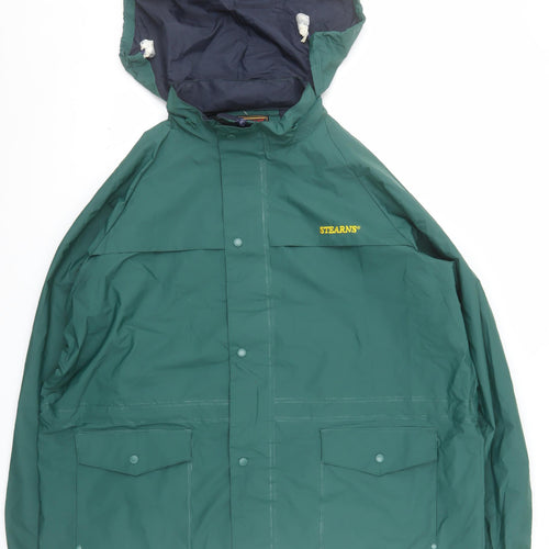 Stearns Men's Green XL Waterproof Rain Coat Hooded Jacket
