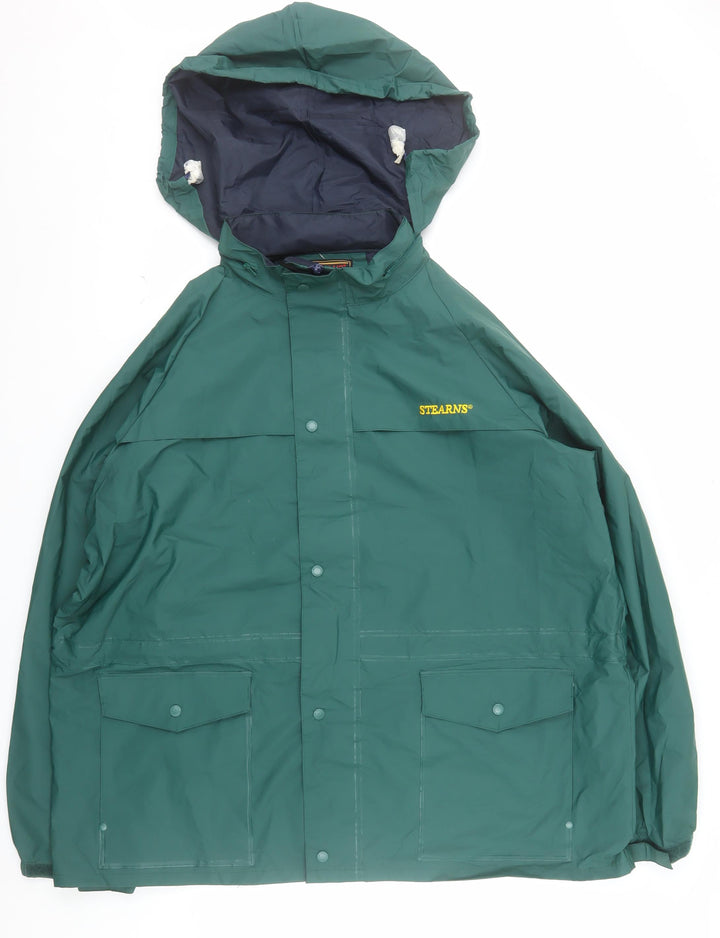 Stearns Men's Green XL Waterproof Rain Coat Hooded Jacket