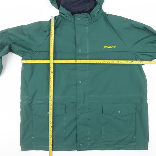Stearns Men's Green XL Waterproof Rain Coat Hooded Jacket