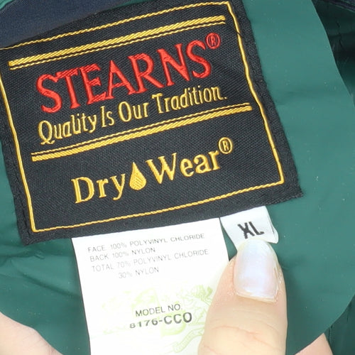 Stearns Men's Green XL Waterproof Rain Coat Hooded Jacket