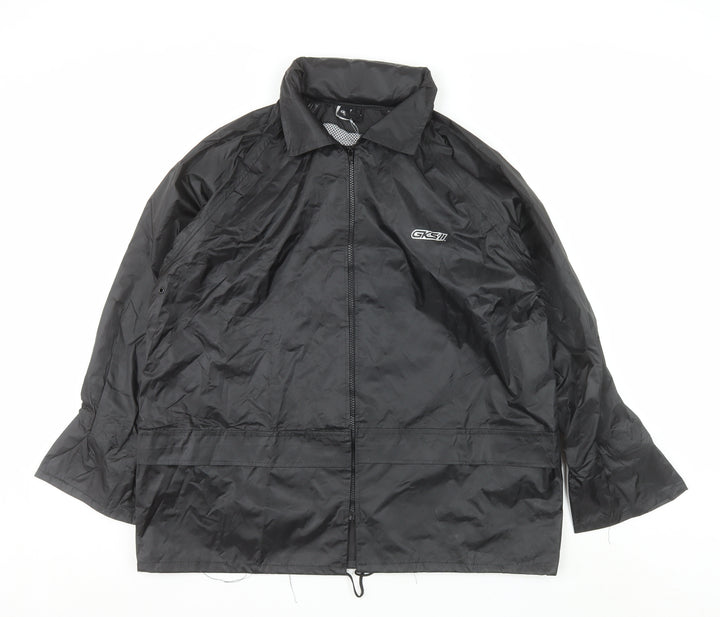 GKS Men’s Black Waterproof Full Zip Outdoor Rain Jacket L