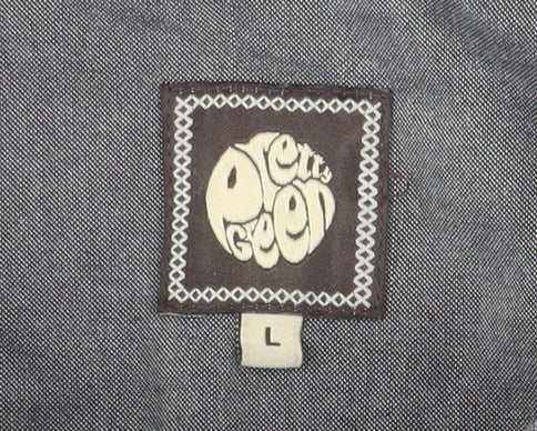Pretty Green Men's Grey Long Sleeve Button-Down Cotton Shirt L